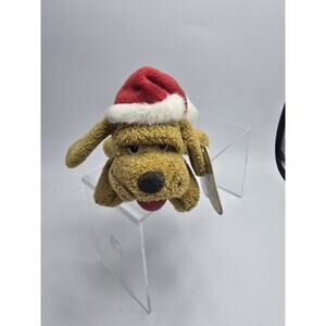 Christmas Dog Aurora Vintage Stuffed Animal Mini Bean Plush Puppy Toy Santa Hat